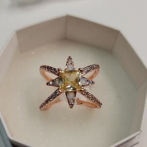 Bomb Party Ring Radiant Yellow Gem Starburst Ring Size 9
